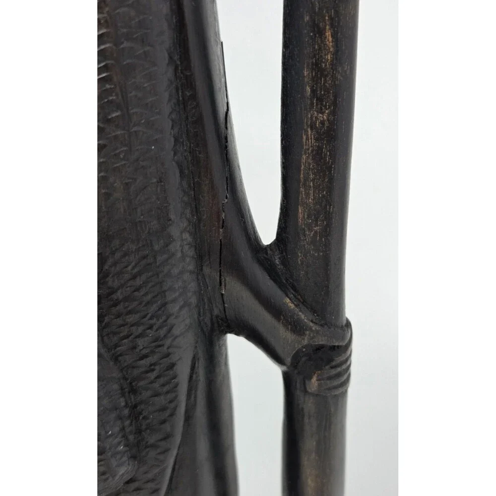 Vintage Hand Carved African Warrior Statue Figure w/ Spear‎ Wood Tribal Art 14